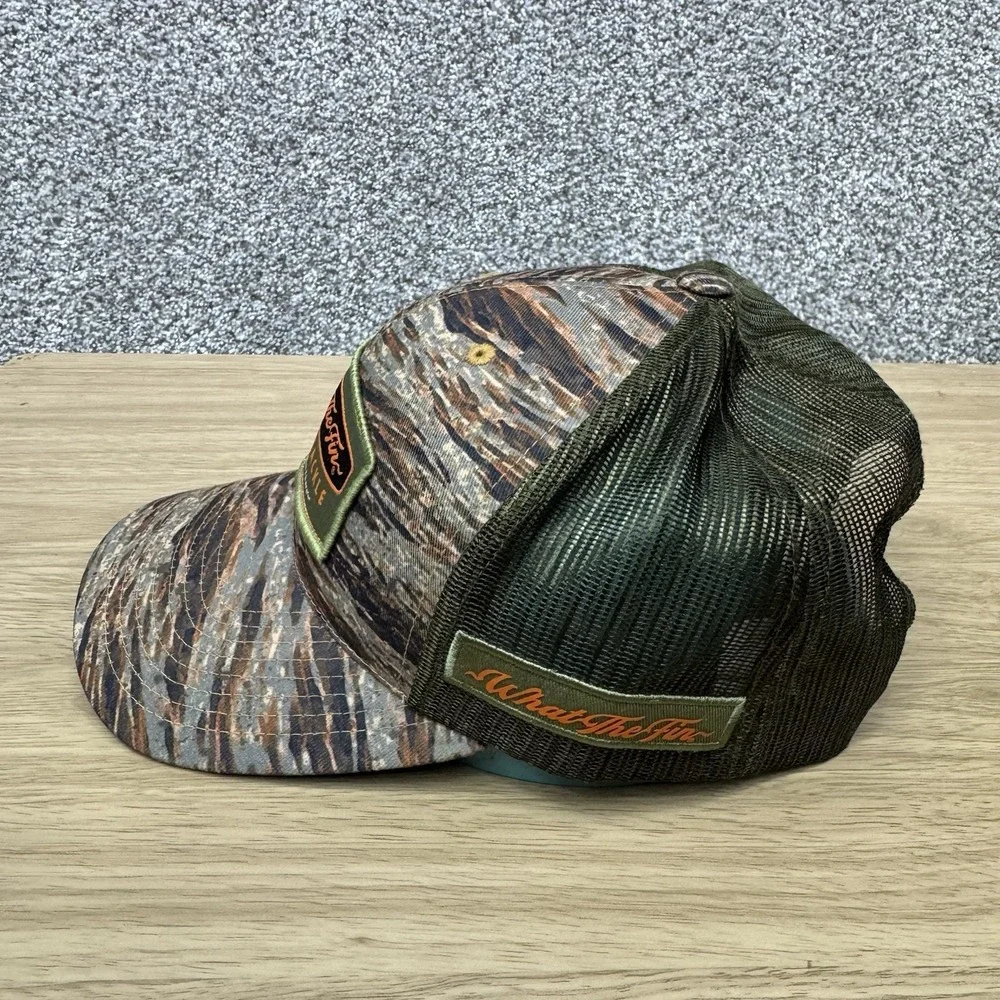 What The Fin Hats Lot Of 2 Snap Back Cap Camo Pattern Mesh Back Fishing Outdoors